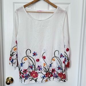 Ana & Rose Floral Embroidered Blouse Sz S